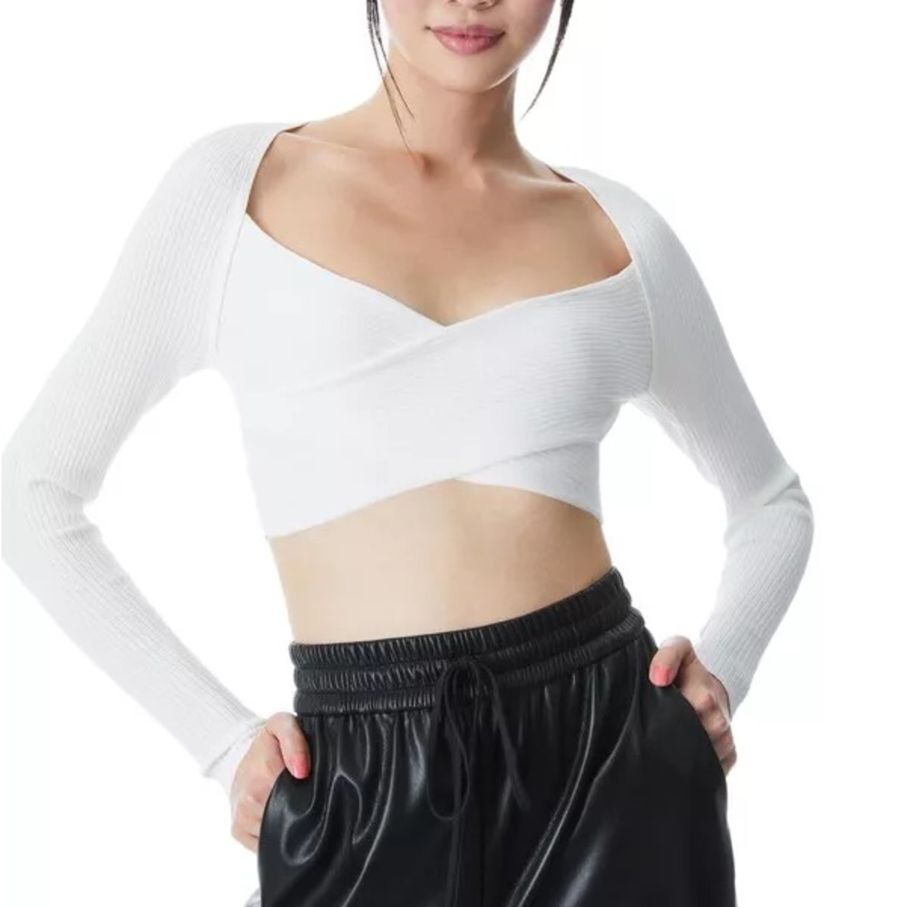 ALICE + OLIVIA Annis Twist Cropped Pullover Size XS in white